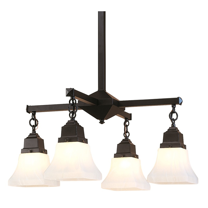 Arroyo RCH-4-BK Ruskin Four Light Chandelier Satin Black