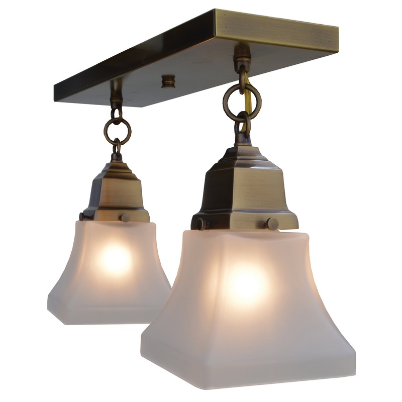 Arroyo RCM-2-AB Ruskin Two Light Ceiling Mount Antique Brass