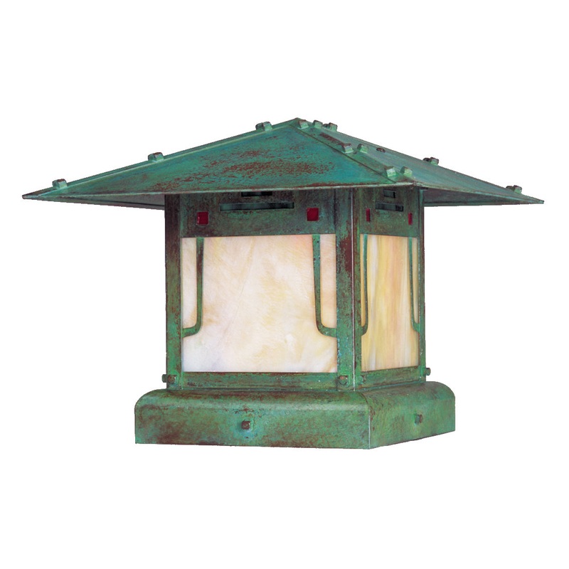 Arroyo PDC-12GRC-VP Pagoda One Light olumn Mount Verdigris Patina