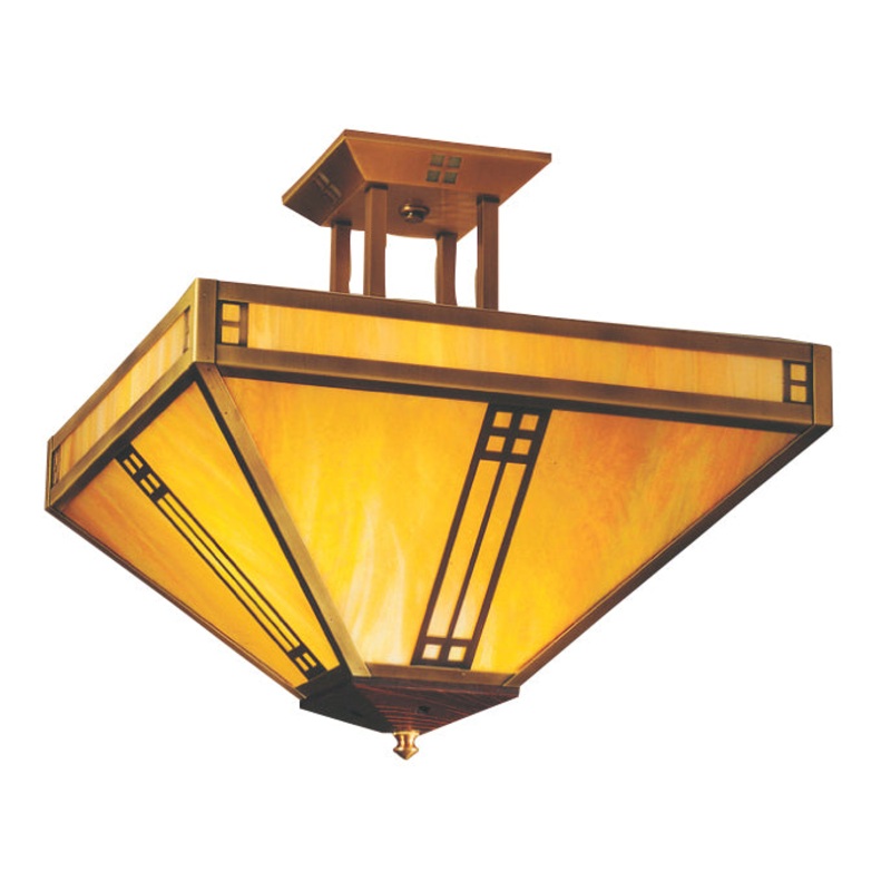 Arroyo PIH-15GW-AB Prairie Four Light Semi-Flush Ceiling Light Antique Brass